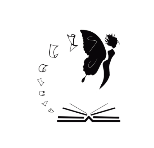 Une petite fée au dessus d'un livre autour duquel volent des pages