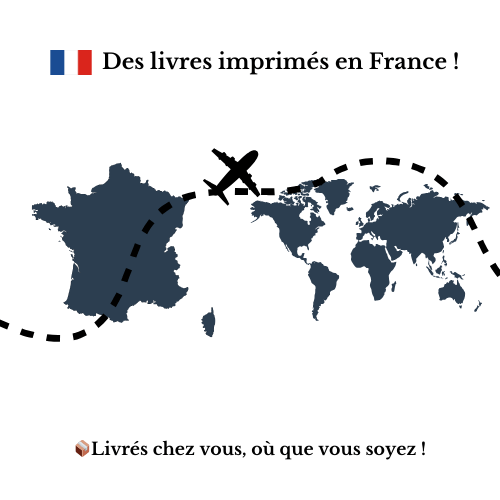 Une image expliquant que la livraison des livres papier se fait partout dans le monde. L'impression est française.