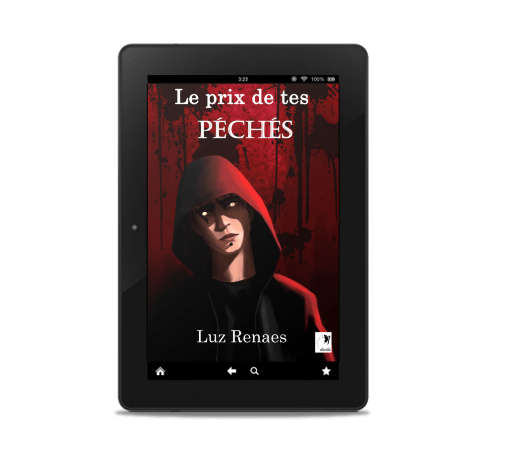 Une liseuse d'ebook avec comme image la couverture de la nouvelle Le prix de tes péchés